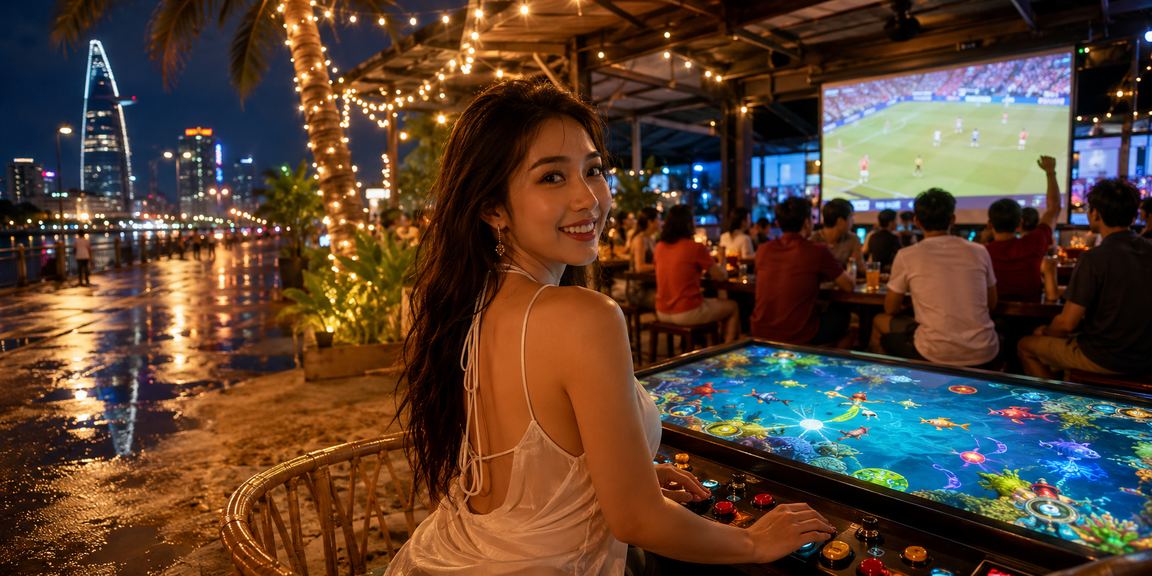Người chơi game bắn cá tại TP.HCM trên ứng dụng di động sen79 với đồ họa sống động